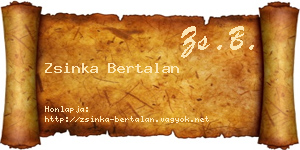 Zsinka Bertalan névjegykártya